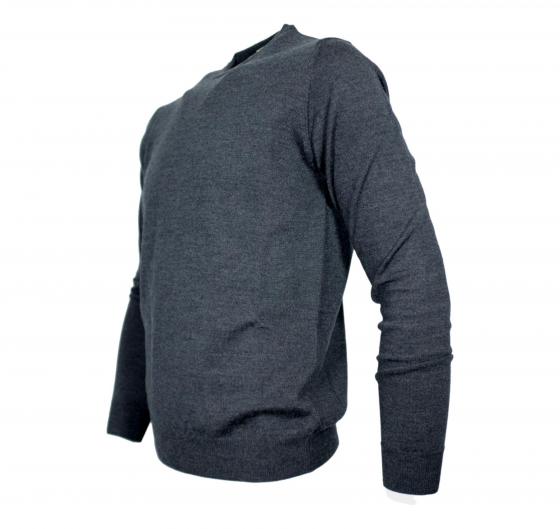 CASHMERE COMPANY Maglia Uomo Girocollo Pura Lana Merinos Extrafine Slim fit Colore 198 Grigio