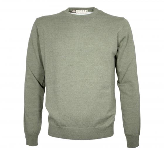 CASHMERE COMPANY Maglia Uomo Girocollo Pura Lana Merinos Extrafine Slim fit Colore 231 Verde Salvia