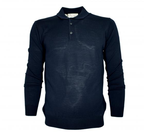 CASHMERE COMPANY Maglia Uomo Modello Polo In Lana Merinos Extrafine 151 Blu