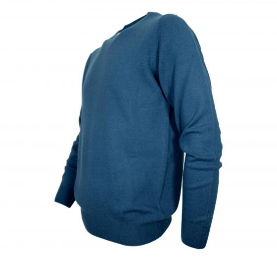 CASHMERE COMPANY Maglia Girocollo Uomo In Puro Cashmere Colore 253 Blu Avio