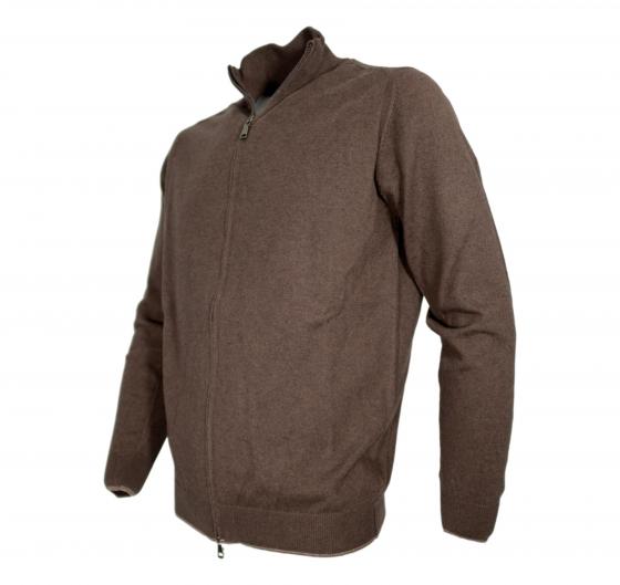 CASHMERE COMPANY Maglia Full Zip Uomo 95% Cotone 5% Cashmere Colore 125 Marrone