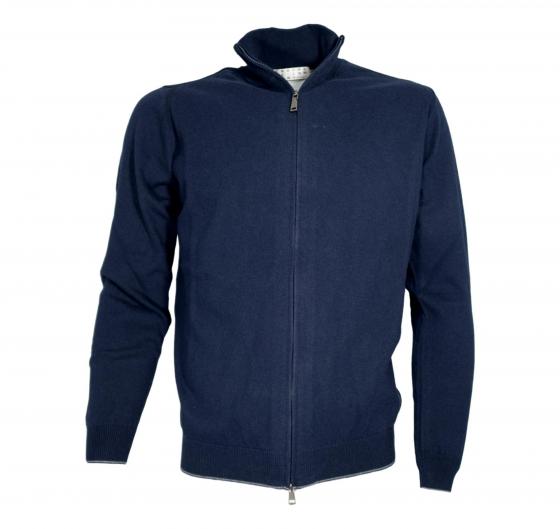 CASHMERE COMPANY Maglia Full Zip Uomo 95% Cotone 5% Cashmere Colore 151 Blu