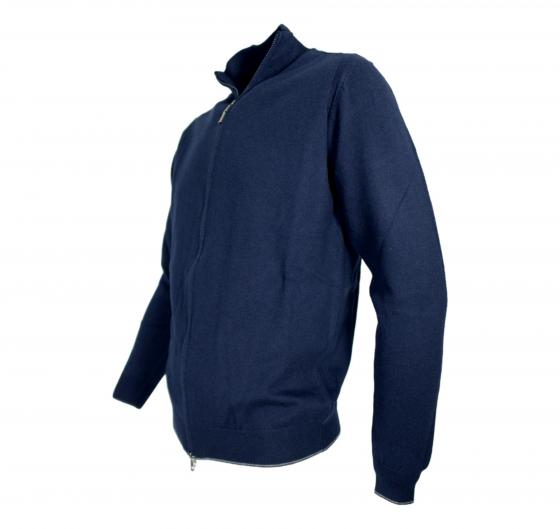 CASHMERE COMPANY Maglia Full Zip Uomo 95% Cotone 5% Cashmere Colore 151 Blu
