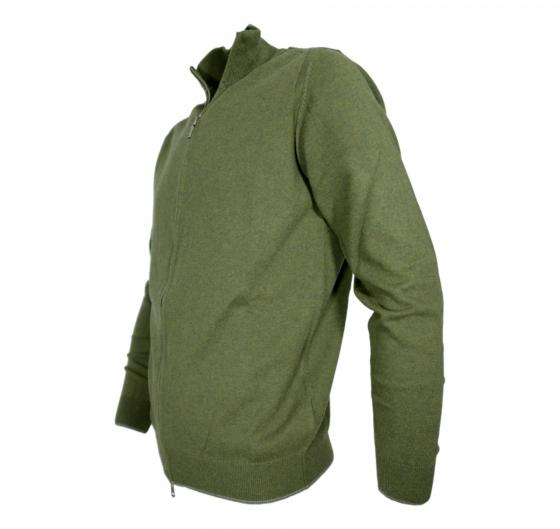 CASHMERE COMPANY Maglia Full Zip Uomo 95% Cotone 5% Cashmere Colore 232 Verde
