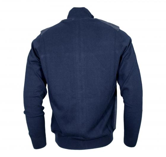 CASHMERE COMPANY Giacca Uomo Full Zip Cotone & Cashmere con Dettagli in Alcantara 151 Blu