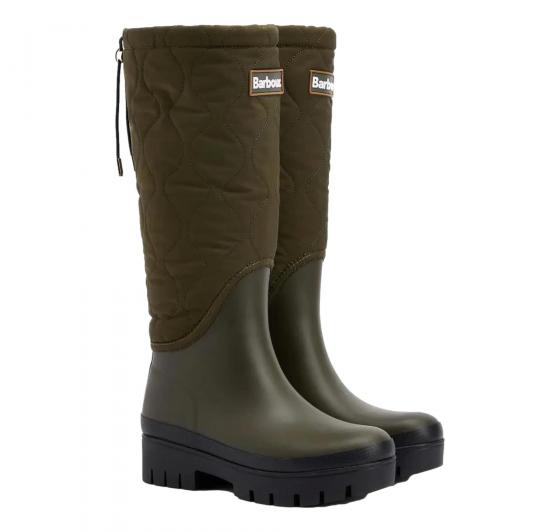 BARBOUR Stivali Donna Alti Di Gomma Trapuntati LRF0117OL71 Marnie Colore Verde Oliva