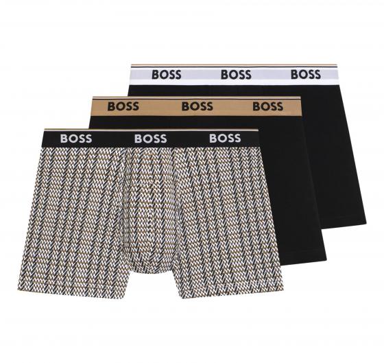 BOSS Boxer Uomo In Cotone Elasticizzato Con Elastico In Vita Con Logo In Confezione Da Tre 50531685 Colore Nero A Motivi