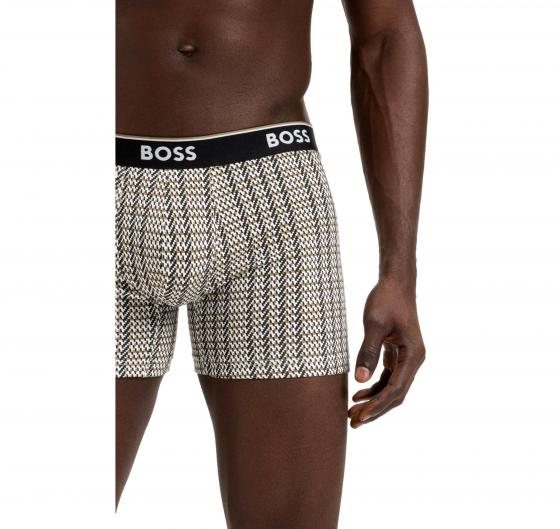 BOSS Boxer Uomo In Cotone Elasticizzato Con Elastico In Vita Con Logo In Confezione Da Tre 50531685 Colore Nero A Motivi