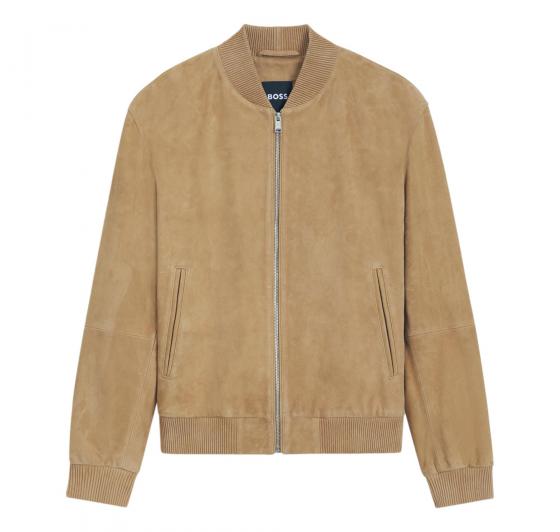 BOSS Giubbotto Uomo Regular Fit In Pelle Scamosciato H Muller 50543213 Colore Beige