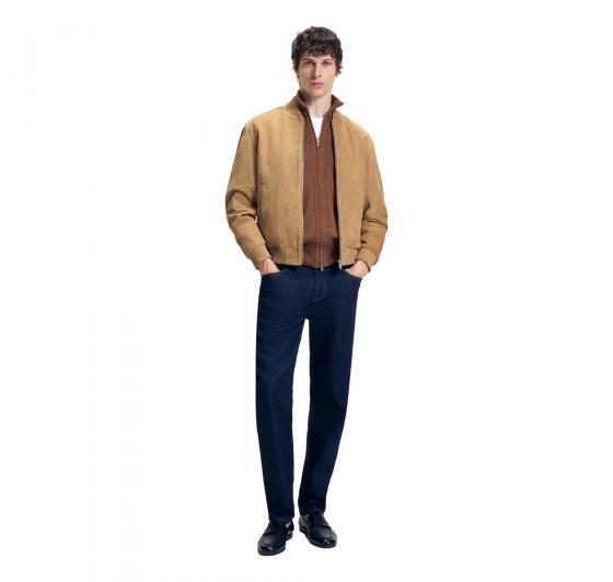 BOSS Giubbotto Uomo Regular Fit In Pelle Scamosciato H Muller 50543213 Colore Beige