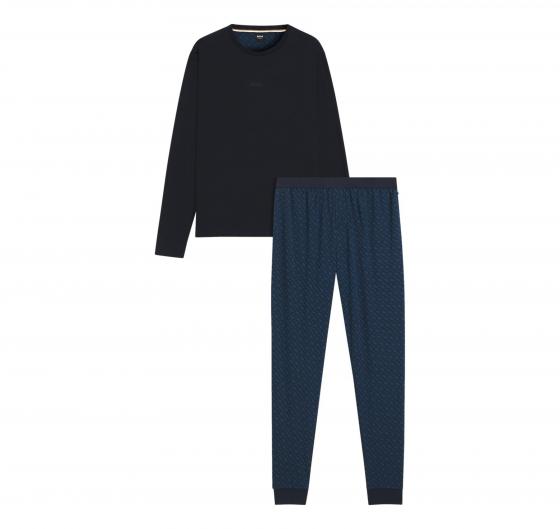 BOSS Pigiama In Cotone Con Logo E Monogrammi Relax Long Set 50550494 Colore Blu Scuro