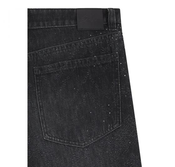BOSS Jeans Donna A Gamba Larga In Denim Con Cristalli C SLOUCHY MR 50548444 Colore Nero