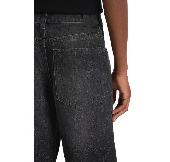 BOSS Jeans Donna A Gamba Larga In Denim Con Cristalli C SLOUCHY MR 50548444 Colore Nero