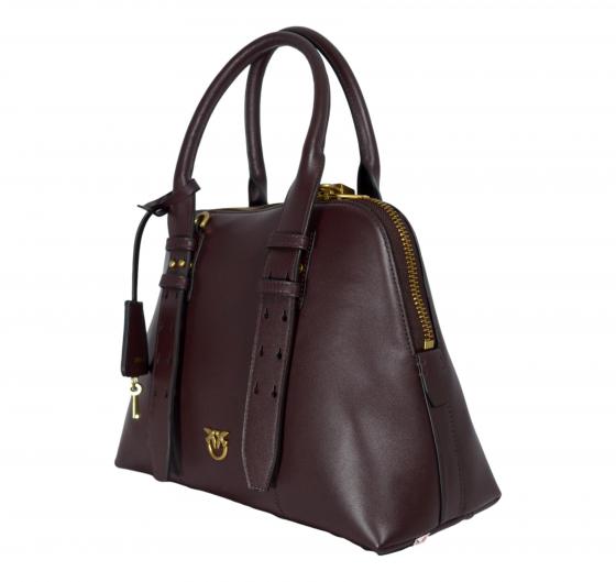 PINKO Borsa Donna Bowling Bag Medium Vitello Morbido 105906 LA7Q Colore Rosso Mogano