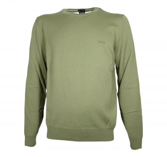 BOSS Maglione Uomo Regular Fit In Lana Vergine Con Logo Ricamato Botto 50476364 Colore Verde