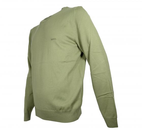 BOSS Maglione Uomo Regular Fit In Lana Vergine Con Logo Ricamato Botto 50476364 Colore Verde