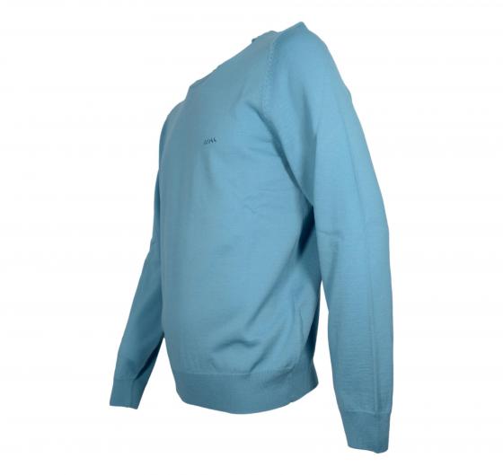 BOSS Maglione Uomo Regular Fit In Lana Vergine Con Logo Ricamato Botto 50476364 Colore Celeste