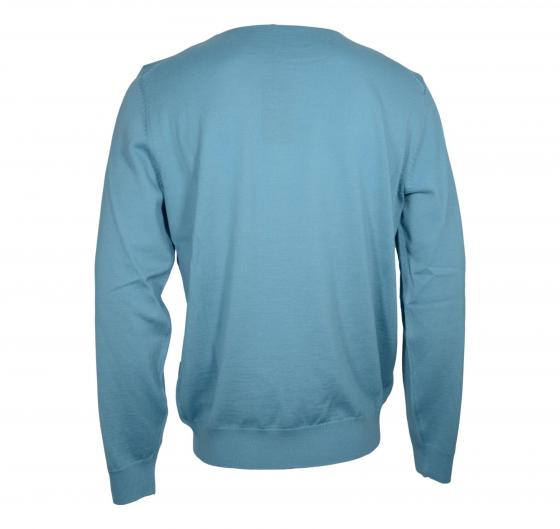 BOSS Maglione Uomo Regular Fit In Lana Vergine Con Logo Ricamato Botto 50476364 Colore Celeste