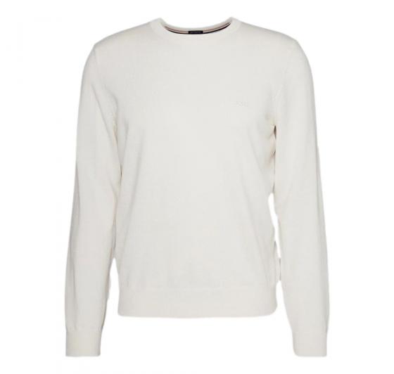 BOSS Maglione Uomo Regular Fit In Lana Vergine Con Logo Ricamato Botto 50476364 Colore Bianco