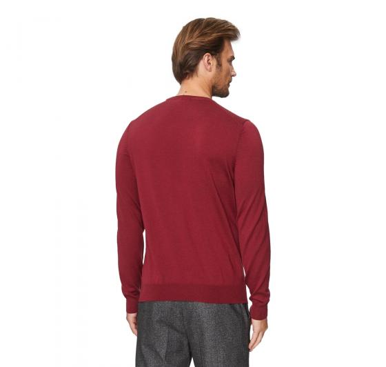 BOSS Maglione Uomo Regular Fit In Lana Vergine Con Logo Ricamato Botto 50476364 Colore Bordeaux