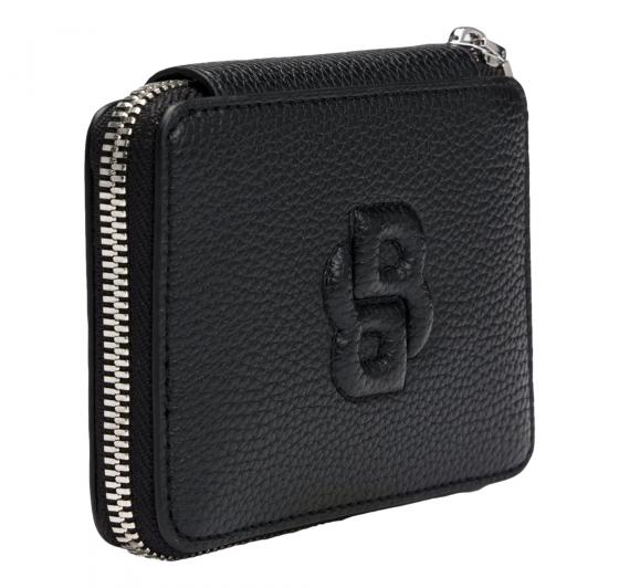BOSS Portafoglio Donna Piccolo Con Lavorazione Martellata Zip e Monogramma BB Anett New SM Zaround 50542050 Colore Nero