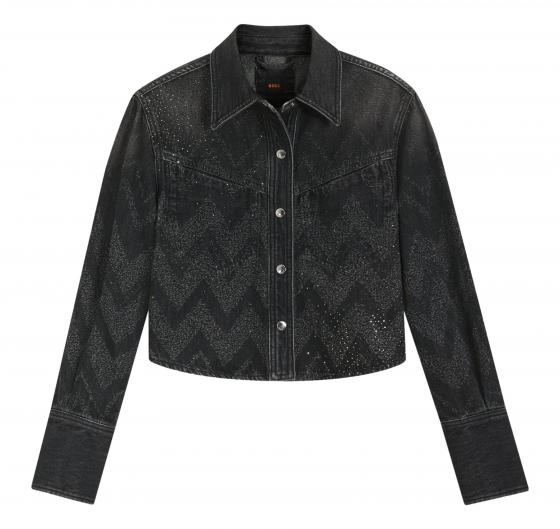 BOSS Giacca Corta Donna Regular Fit In Denim Con Cristalli C SHIRT LS 1 0 50548445 Colore Nero