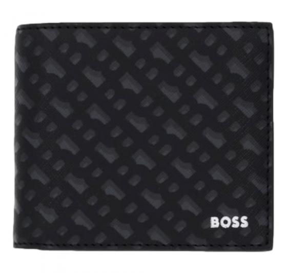BOSS Portafoglio Uomo Con Monogramma e Logo Goffrato In Lamina Zair MN 4cc Coin 50552830 Colore Nero