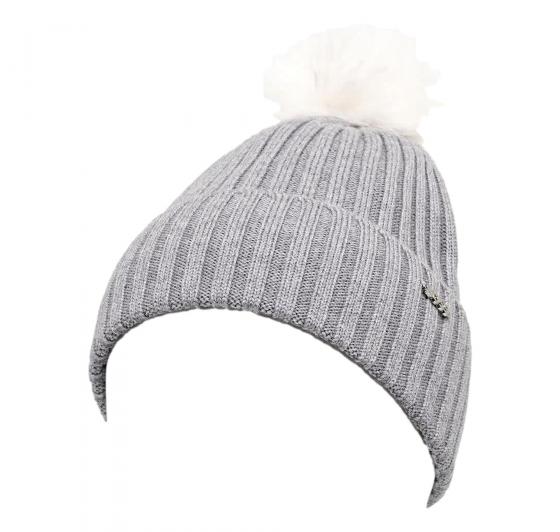 BOSS Berretto Donna In Lana Vergine Con Pompon In Eco Pelliccia Lonie Hat 50545781 Colore Grigio