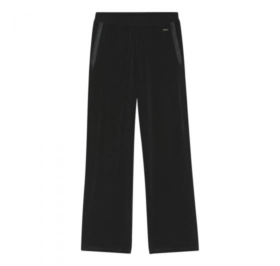 BOSS Pantaloni Tuta Donna In Velours Misto Cotone Con Cordoncini Monogramma Velour Pants 50550716 Colore Nero
