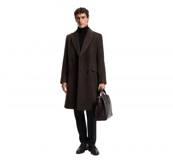 BOSS Cappotto Uomo Doppiopetto In Misto Alpaca H Hyde DB Peak 254 50551135 Colore Marrone Scuro