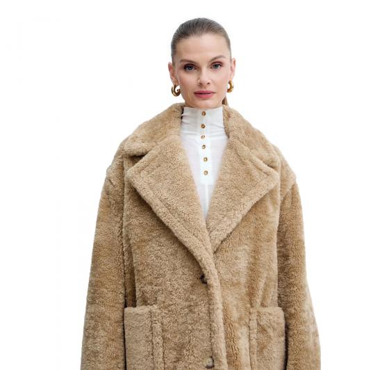 BOSS Cappotto Donna In Peluche Con Colletto Regolabile C Catedy 50548583 Colore Beige