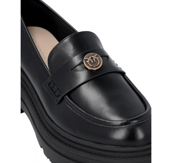 PINKO Mocassini Donna In Pelle Con Logo Love Birds SD0403P001 Colore Nero