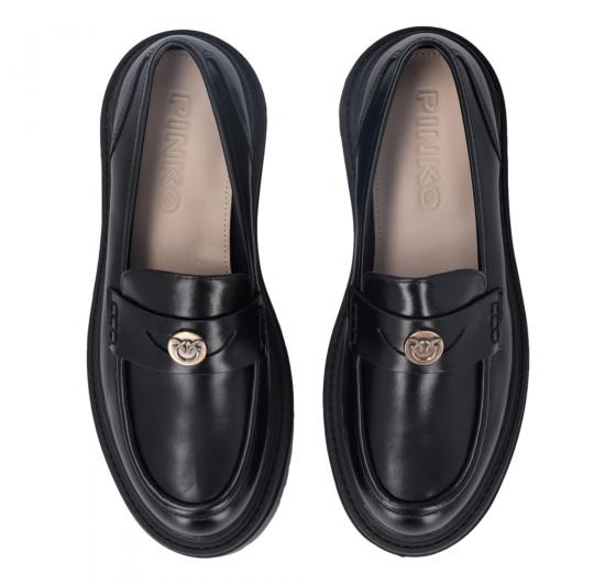 PINKO Mocassini Donna In Pelle Con Logo Love Birds SD0403P001 Colore Nero