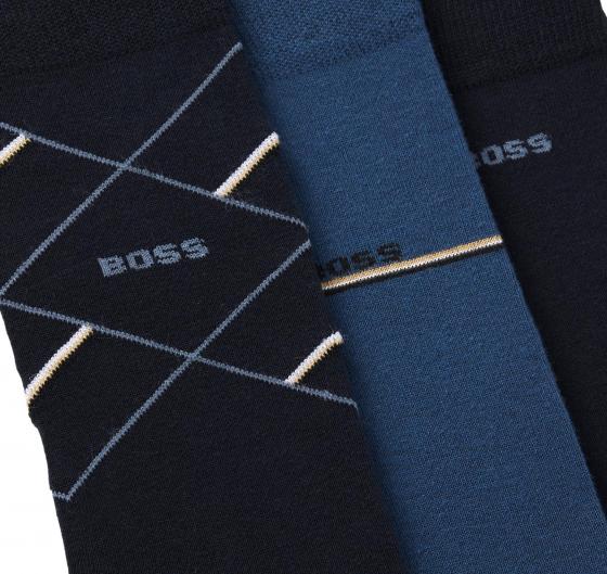 BOSS Calze Ad Altezza Regolare Con Logo Confezione da 3 Paia 50547840 Blu scuro Azzurro