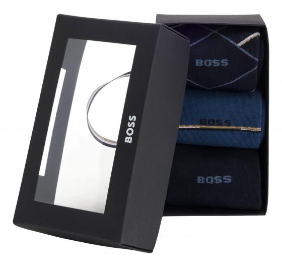 BOSS Calze Ad Altezza Regolare Con Logo Confezione da 3 Paia 50547840 Blu scuro Azzurro
