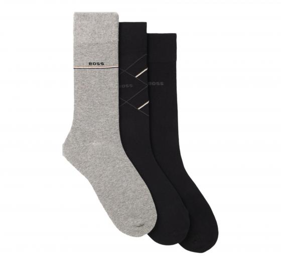 BOSS Calze Ad Altezza Regolare Con Logo Confezione da 3 Paia 50547840 Nero Grigio