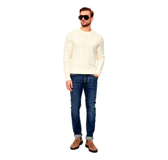BOSS Maglione Uomo a Trecce In Lana e Cashmere H Hetico 50549975 Colore Bianco