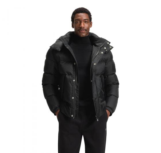 BOSS Giubbotto Uomo Idrorepellente Con Monogramma Jacquard H Corbinian5 50548727 Colore Nero
