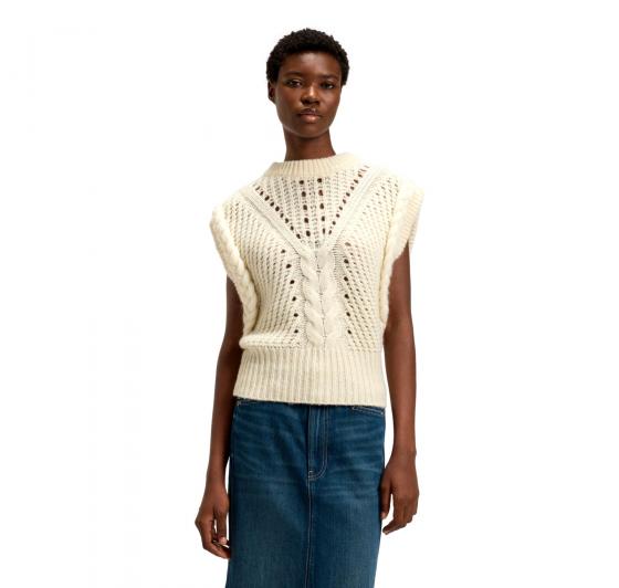 BOSS Gilet Donna In Maglia Con Lavorazione Strutturata In Filato Italiano C Fastina 50549310 Colore Avorio