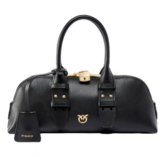PINKO Borsa Donna Bowling Escape Bag Piccola in Pelle Love Birds 105334 Colore Nero Z99V