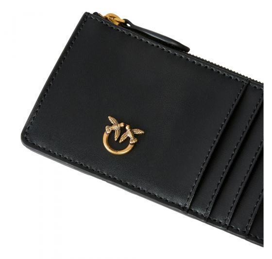 PINKO Portacarte Donna Airone Cardholder Sheep Nappa Chevron 100251 Z99Q Colore Nero
