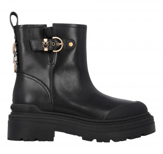 PINKO Stivaletti alla Caviglia con Zip Mia 21 Ankle Boot Donna in Pelle di Vitello Foderata In Pelliccia Sintetica SD0409P063 Co