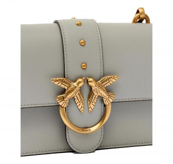 PINKO Borsa Donna a Tracolla Love One Mini In Pelle Colore Grigio Perla 105856 K32Q