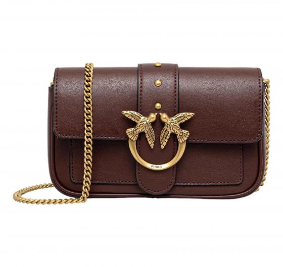 PINKO Borsa Donna Love One Pocket C Vitello Seta 100061 Colore Bordeaux R49Q