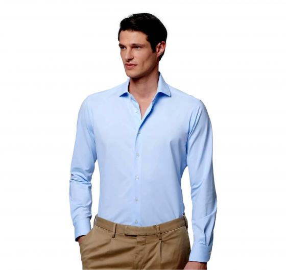 XACUS Camicia Uomo Active Shirt Evolution 11460002 Classic Fit Elasticizzata Azzurro