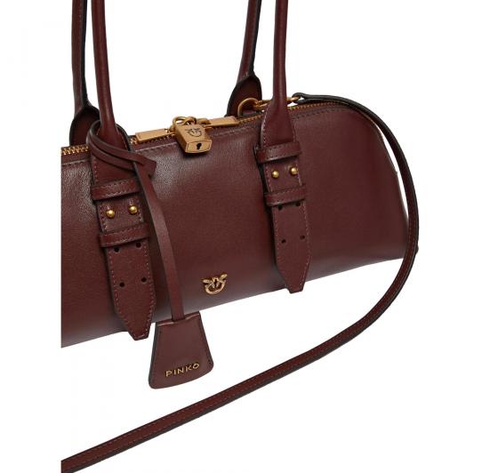 Pinko Borsa Bowling Donna Escape Bag Horizontal Big in Pelle 106169 Colore Burgundy R49Q