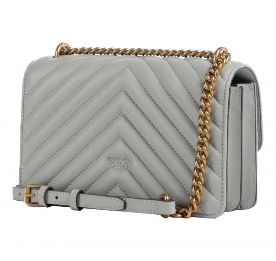 PINKO Borsa Donna Love One Mini Chevron 100074 Colore Grigio Perla K32Q