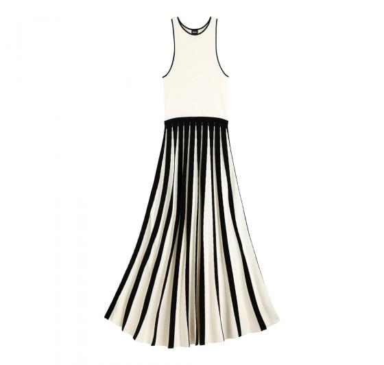 BOSS Abito Donna Con Gonna Plissettata Bicolore Falendula 50553253 Colore Avorio Nero 962