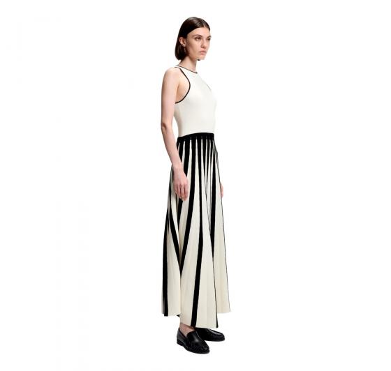 BOSS Abito Donna Con Gonna Plissettata Bicolore Falendula 50553253 Colore Avorio Nero 962