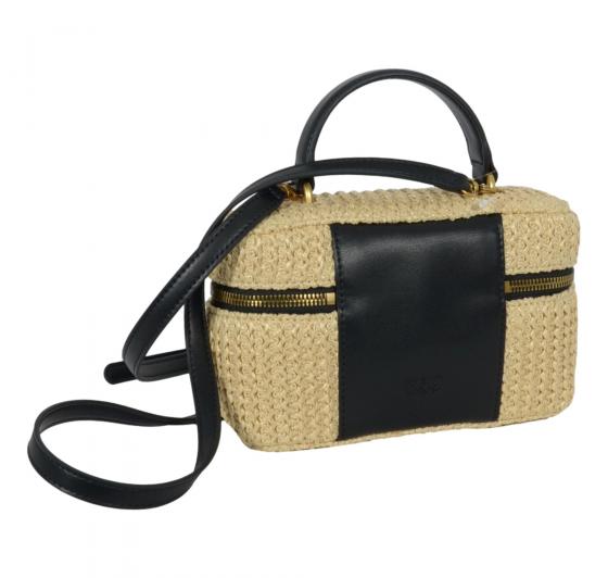 PINKO Borsa Donna Vanity Soft Mini Rafia E Vitello 106382 Beige C24Q